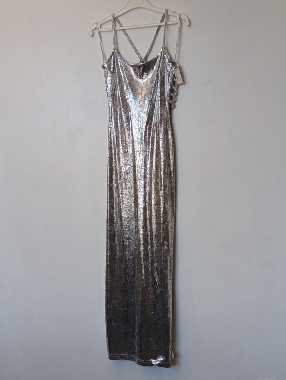 Vintage Silver Sequin Maxi Dress